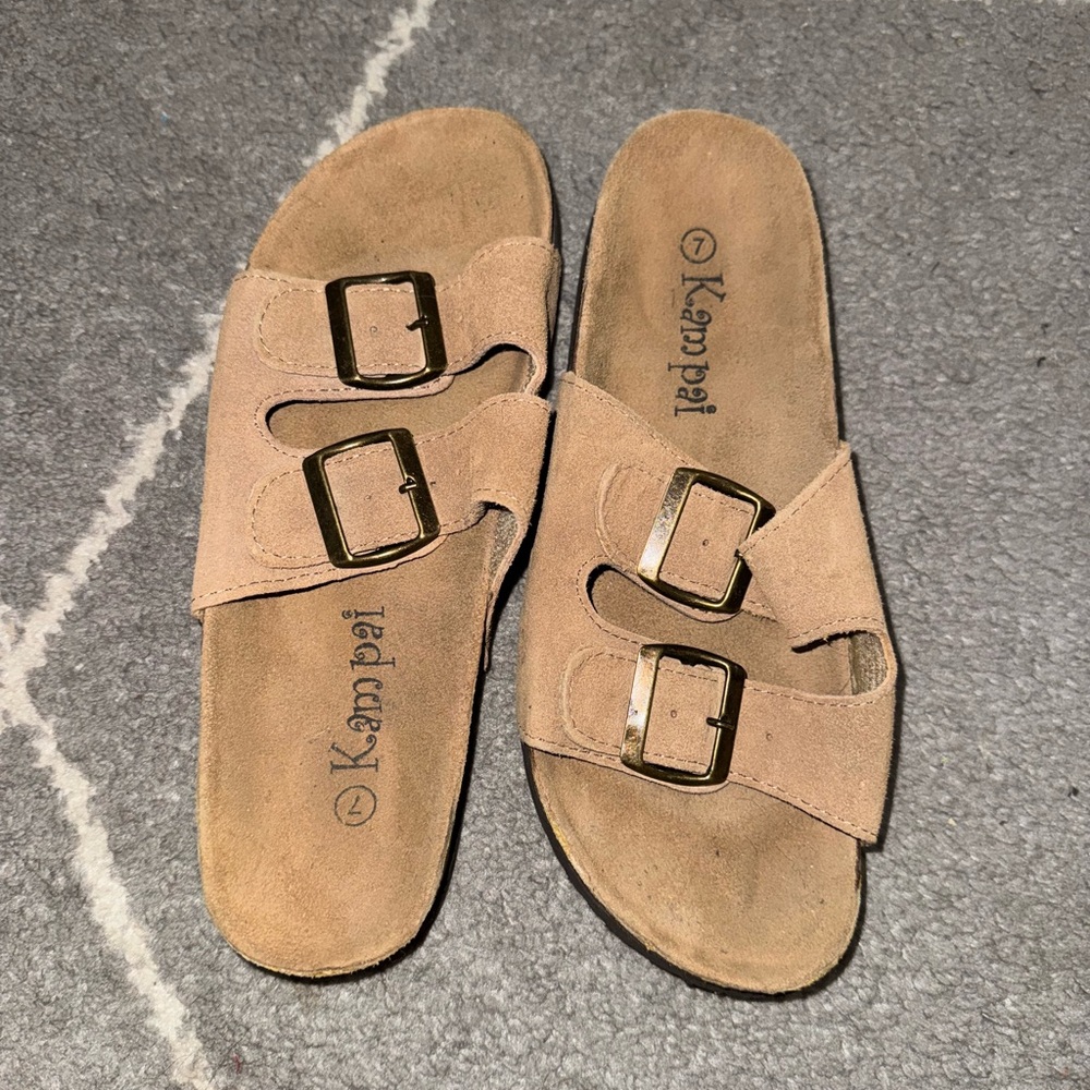 Women's Beige Buckle Sandals